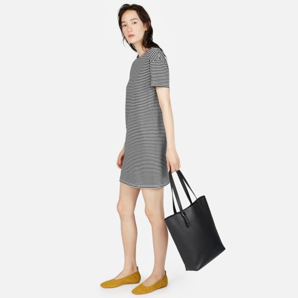 Everlane The Striped Box-Cut Tee Dress in Black Stripe - sz M
